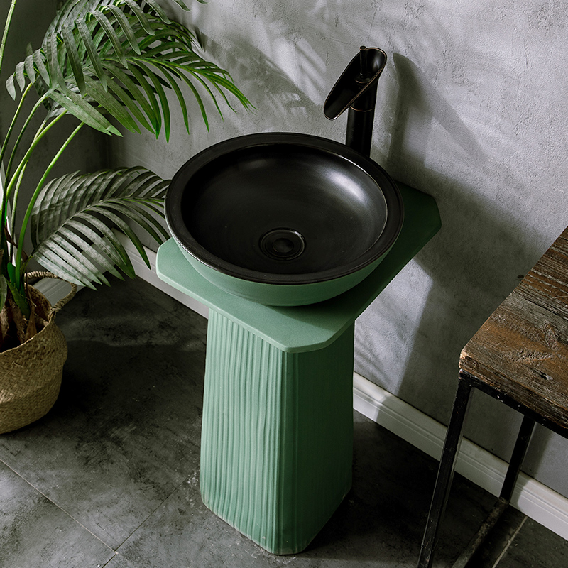 Ceramic column basin courtyard square sink basin one balcony creative pillar type is suing the lavatory household