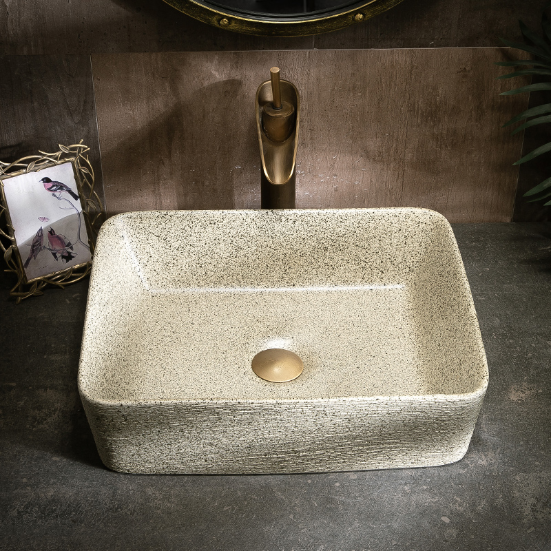 Jingdezhen ceramic stage basin sink rectangular creative Chinese contracted hotel bathroom art the pool that wash a face