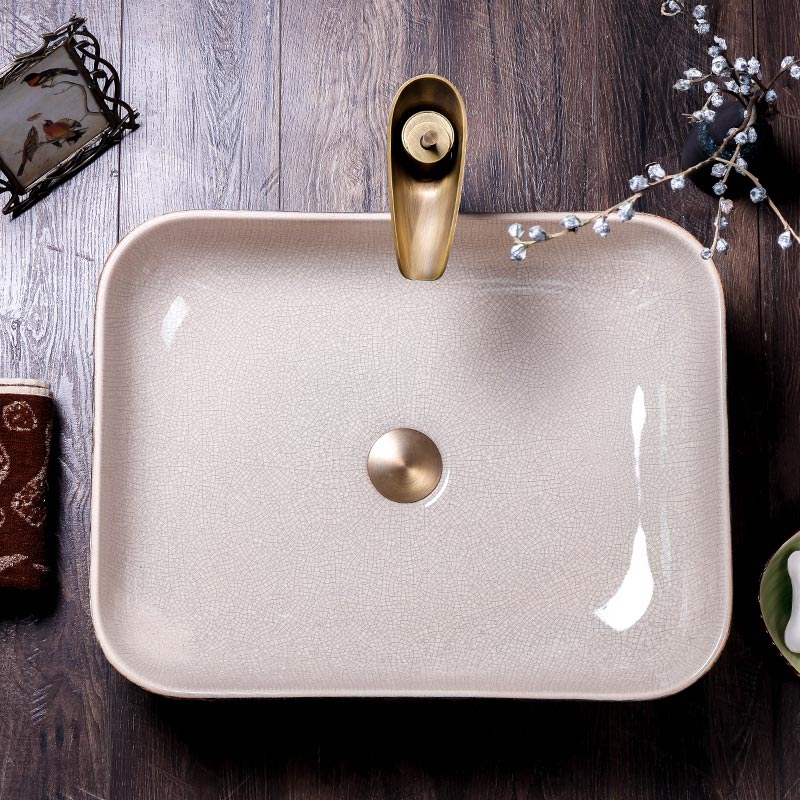 The stage basin of jingdezhen ceramic dish square Chinese style restoring ancient ways is creative art hotel toilet washs a face to wash your hands wash basin