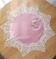 Retro French style round lace Gaibu European-style palace table lamp dust-proof cover towels decorative dining cushion turquoise home textiles