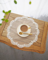 White lace coaster round coffee table small placemats Peter tea tray dustproof cloth decorative tablecloth mat A- 26