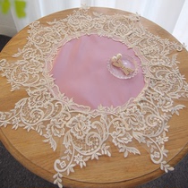 Retro French style round lace Gaibu European-style palace bed head cabinet dust-proof cover towels decoration cushion turquoise home textiles