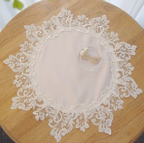 Retro French style lace cloth art anti-dust cover towel rice cooker round cover cloth light pink meme