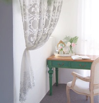 Eurostyle hollowed-out embroidery door curtain white lace light transmission curtain yarn curtain finished decorative half-cut curtain partition curtain