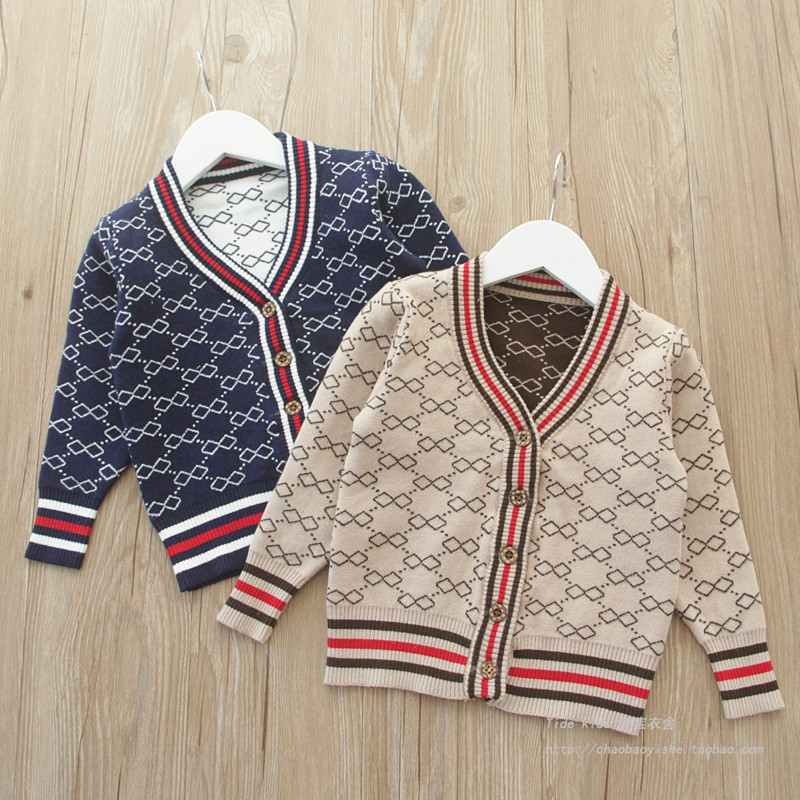 Girls sweater coat 2020 autumn and winter new Korean version children's double-layer thickened knitted sweater boys and children cotton cardigan