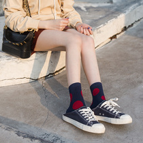 Autumn INS Tide products pile socks big wave point big round point womens middle tube socks short socks cotton socks retro short tube