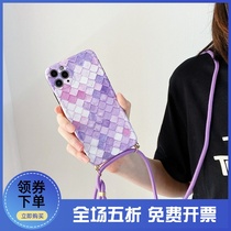 ins purple fish scales iPhone11Pro XSmax phone case Apple 7plus 8 oblique span xr se soft shell female