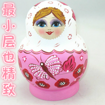 Russian doll 10 layers imported pink butterfly hand-painted baby toys ornaments Childrens Day gifts