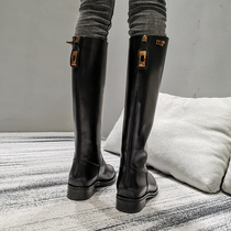 (Off-season clearance)Leather boots Martin boots womens British style but knee-high knight boots show thin high boots in winter