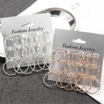 European and American cross-border hot sale many pairs of circle set earrings men and women exaggerated fashion earrings Rock street punk earrings