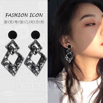 European and American exaggerated long style acetate plate acrylic earrings silver needle rhomboid unique 100 lap personality minimalist Temperament Ear Nail