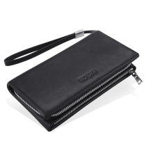 Genuine Leather Zipper Money Nip Bull Leather Bag Long Purse Men Business Hands Bag Casual Hand Grip Bag