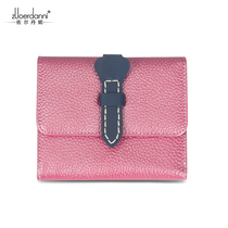 Zoldanie Fashion Short Three-fold Lady Wallet Genuine Leather Wallet Lady Genuine Leather Silver Purse Wallet