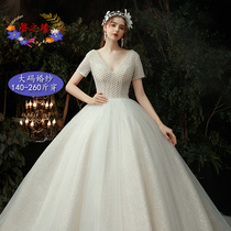 Large size wedding dress 2021 new bride fat mm 200kg fat fat increase thin temperament tailing autumn starry sky
