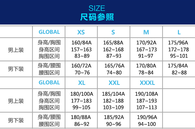 82-~188187~193胸围区间103~109107~113男