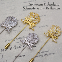 Western-style retro European German elegant diamond-set Oak leaf wedding host suit brooch collar pin