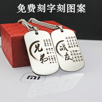 Military brand necklace male titanium steel soldier ball chain Original Design fitness retired custom lettering identity couple pendant