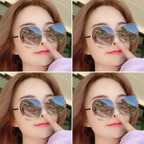 Bezeless Crystal trimming 2021 New Tide Women sun glasses UV big face ins glasses polarized sunglasses