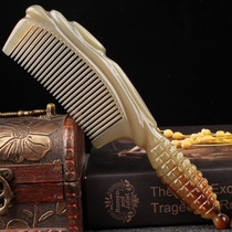 Yak horn comb natural head therapy increased thick household anti-static long hair white buffalo horn Pure Massage female comb