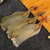 Pure white horn comb natural anti-static comb large long hair elder Valentines Day lettering household gift female