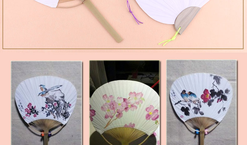 此款扇子只适合丙烯纺织笔等无水颜料作画