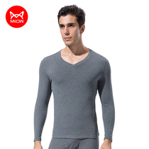 Cat people warm underwear set mens autumn pants pure cotton medium and thick slim-fit V-neck sweater Autumn clothes autumn pants winter