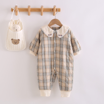 Female Baby Spring Autumn Winter One-piece Clothes Woman Baby Thin Cotton Clothes Foreign Air Out To Warm Grip Cotton Khaclothes Spring Dress Outwear
