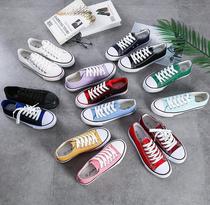 Summer Korean candy-colored canvas womens low-top flat breathable casual shoes Joker tie-up student couple cloth