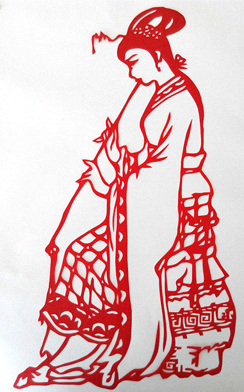 古装美女人物手工剪纸刻纸作品画 镂空雕刻非物质文化遗产特色品