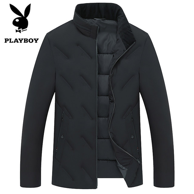 Playboy Men's Down Cotton Jacket ເສື້ອຜ້າຂອງພໍ່ ເຄື່ອງນຸ່ງຝ້າຍ ອາຍຸກາງ ເສື້ອຝ້າຍໜາ ສັ້ນ ເສື້ອຝ້າຍ ລະດູໃບໄມ້ຫຼົ່ນ ແລະລະດູໜາວ