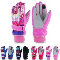 Childrens ski gloves Mens and womens childrens baby winter cycling cold and windproof waterproof warm thick snow gloves