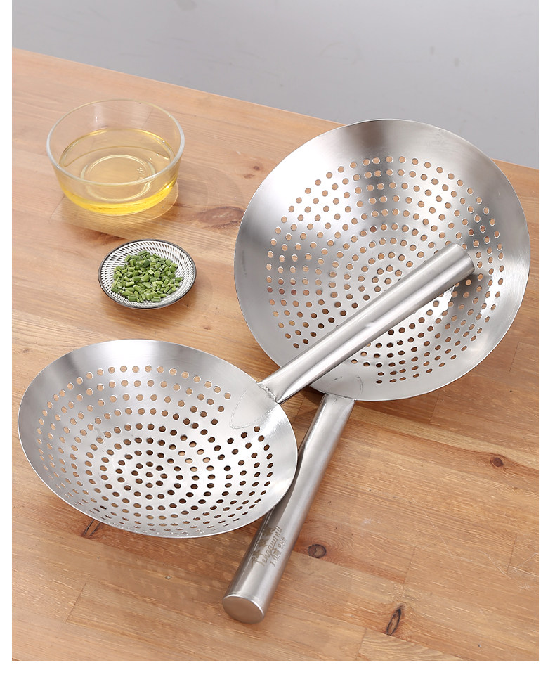 不锈钢油炸大漏勺漏网家用油盆厨房油鼓过滤网大号漏勺套装商用