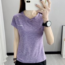 Speed Dry T-shirt Woman 2022 New Summer Short Sleeve V Collar Loose Sweat quick dry breathable Outdoor Running Sport T-shirt