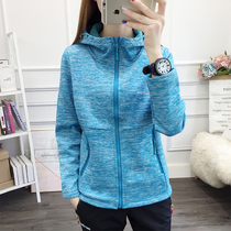 Soft shell fleece stormtrooper womens outdoor breathable hooded sports cardigan plus velvet thickened autumn and winter fleece jacket