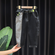 Boys autumn pants 2020 new Korean casual patchwork pants handsome spring and autumn foreign boy denim trousers tide