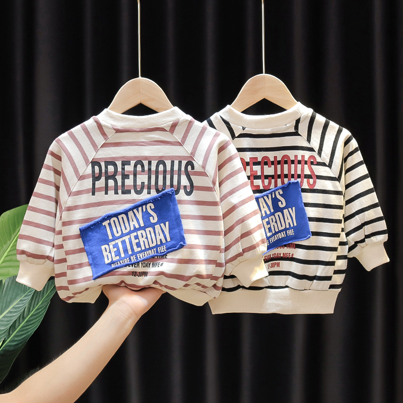 Mens and womens baby autumn sweater new baby childrens childrens pullover spring and autumn knitwear Childrens stripe bottom shirt tide