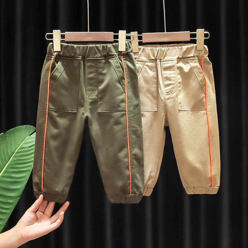 Childrens clothing boys pants 2020 spring and autumn new childrens loose foreign air overalls childrens casual tie-foot trousers tide