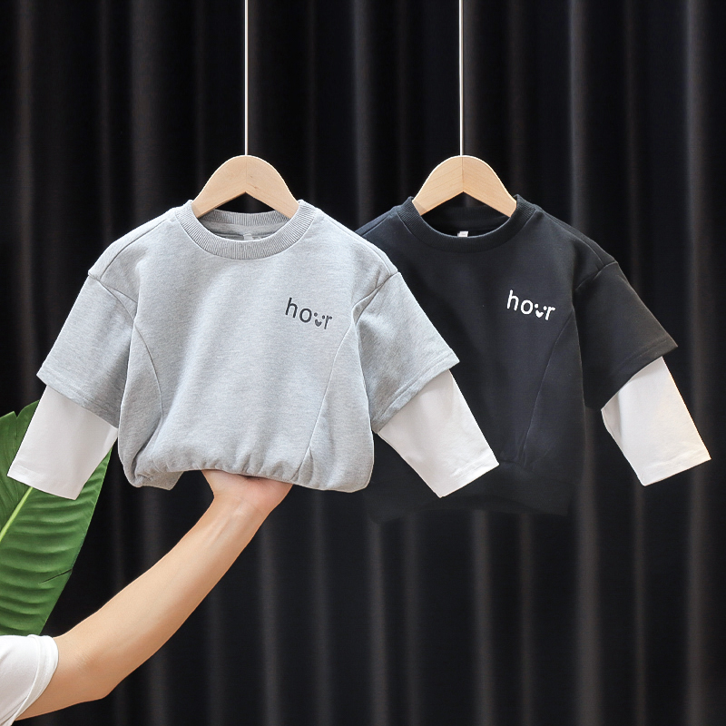 Childrens clothing 2020 autumn new baby children sweater boy long-sleeved top Spring and autumn baby handsome bottom shirt tide