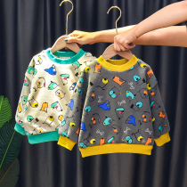 Childrens clothing baby sweater autumn and winter new boy children cartoon thick plus velvet warm base shirt foreign style coat