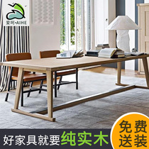 loft American computer desk long table solid wood conference table custom desk designer Workbench industrial wind table