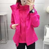 Women's three-in-one detachable plus velvet two-piece Tibet Chao brand Korean men's winter mountaineering clothing outdoor women's clothing