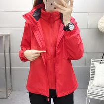Autumn and winter pink assault clothing women can be removed three-in-one plus velvet padded warm coat waterproof couple mountaineering clothing