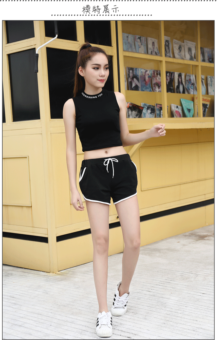 韩国紧身漏脐高领无袖t恤女夏装 纯色短款露肚脐短装上衣背心潮t