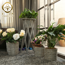 Golden willow potted woven basket rattan flower pot flower stand vase retro flower pot flower bucket basket creative flower pot
