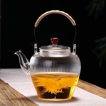 High temperature resistant striped glass lifting beam cooking teapot cooking tea maker electric pottery kettle household large heat-resistant teapot