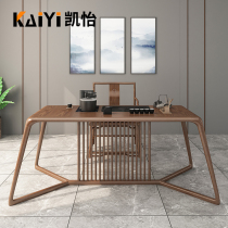 New Chinese style solid wood tea table and chair combination living room modern simple office tea table Black Rock board tea table table