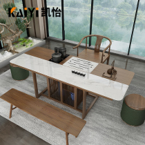 New Chinese style solid wood tea table and chair combination living room modern simple office tea table set rock board tea table table