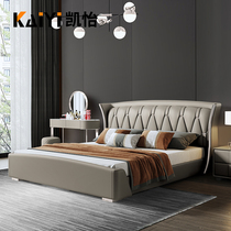 Italian light luxury bed leather bed Nordic modern high-end luxury double bed master bed wedding bed new