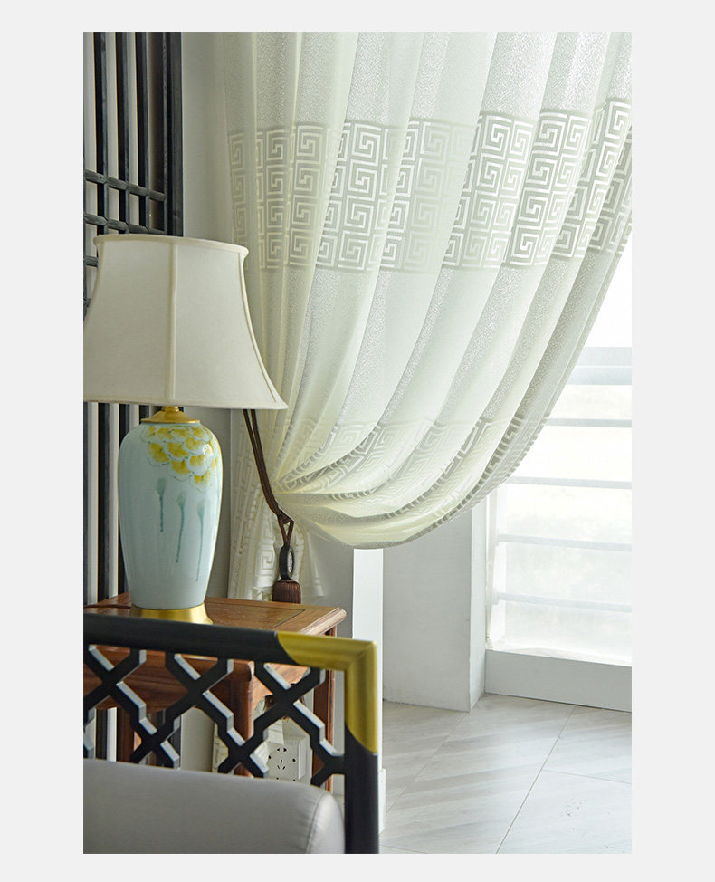 中式窗帘窗纱透光不透人古典卧室客厅茶室新款半遮光纱帘定制成品