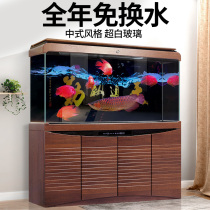 Minjiang fish tank aquarium large living room floor water free ultra white ecological bottom filtration fish tank partition screen